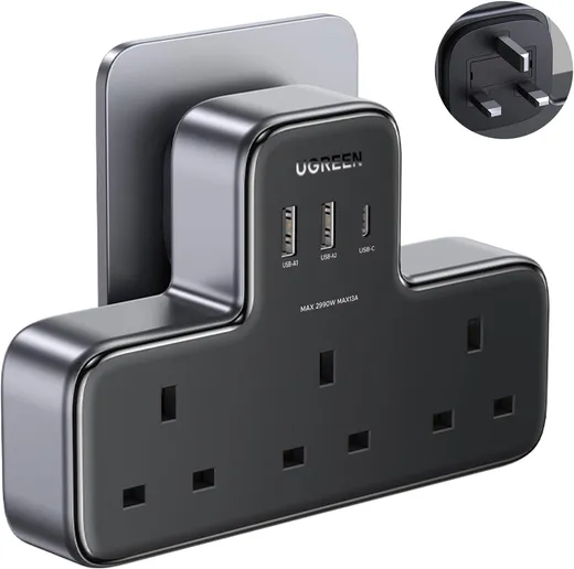 مشترك كهربائي UGREEN ‏6 في 1 مع USB-C و3 منافذ USB